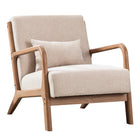 Ebello Hertford 26" Wide Mid Century Upholstered Solid Wood Accent Chair with an Extra Pillow - Beige-High density foam cushions