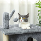 PawHut 31.5" Cat Tower with Two Condos - Grey-Includes a removable fun hanging ball toy, providing hours of interactive entertainment 