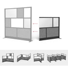 Luxor Modular Wall Extension - 53" W x 48" H - Segmented Black Frame, Frosted Acrylic, Cool Grey PET-Frosted acrylic and PET acoustic panel design