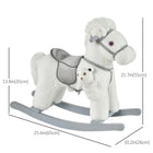 Qaba Kids Plush Ride-On Rocking Horse with Bear Toy - White-Wooden bottom is lined with two curved rails to give the animal a forward and backward rock<br> 