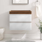 Modway Render 24" Wall-Mount Bathroom Vanity Cabinet - White/Walnut-Walnut Grain Vanity
