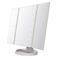 Pursonic Tri-Fold Vanity Makeup Mirror-Natural Daylight LEDs 2x brighter and softer illumination than similar models. 24 built-in dimmable LEDs closely mimic soft, natural sunlight providing you with true-to-life color-correct details. 