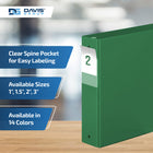 Davis Group Premium Economy Binder - Round Ring - 2" - Green - 6 Pack-Round Ring, Non-Locking