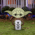 GEMMY Airblown Inflatable Halloween Stylized Yoda with Tombstone - 36"-Self-inflates in seconds