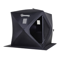 Outsunny 2 Person Pop Up Ice Fishing Tent Shelter with Carry Bag - Black-Pop up ice tent, easy to set up and take down 