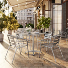 Flash Furniture 31.5'' Square Aluminum Indoor/Outdoor Table with 4 Slat-Back Chairs (TLH32SQ017BCHR4)-Designed for Commercial Use