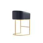 Manhattan Comfort Louvre 20" Mid-Century Modern Leatherette Upholstered Counter Stool - Black and Titanium Gold - 2 Pack-Delivered to you Fully Assembled! No Assembly Required
