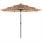 Outsunny Patio Umbrella with Solar Lights and Cover - 9.3' - Khaki-9.3 ft outdoor patio umbrella to provide shade and protect you from the sun
