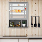Kleankin Wall Mount Bathroom Mirror Cabinet with Three Shelves - Grey-Constructed of MDF for stability
