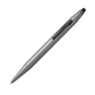 Cross Tech2 Metallic Lacquer with Glossy Black Dual-Function Ballpoint Pen with Stylus - Titanium Gray-Trim, tech-based 2-in-1 design
