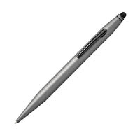 Cross Tech2 Metallic Lacquer with Glossy Black Dual-Function Ballpoint Pen with Stylus - Titanium Gray-Trim, tech-based 2-in-1 design