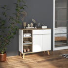 HOMCOM 37.4" L Sideboard - White-Four pine wood legs keep it stable and protect your items from water damage