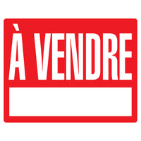 Cosco For Sale Outdoor Yard Sign with Metal Stake Kit - 15" x 19" - Red & White - French Text-This for sale sign features French text to clearly communicate listings to French-speaking buyers