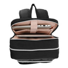 Swissdigital Design Katy Rose Tech Backpack with Apple Find My - Black Platinum-Dedicated powerbank pocket, water bottle pocket, glasses case pocket, key clip, multifunctional pockets and breathable back panel of the backpack features mesh padding for comfortable air ventilation