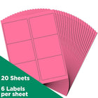 JAM Paper Mailing Address Labels - 3 1/3 x 4 - Ultra Pink - 2 sets of 120-4" x 3.33"