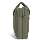 Champs Onyx Leather Briefcase - Khaki-Trolley Strap
