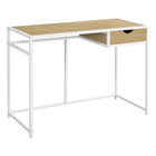 Monarch Specialties 7575 42" Computer Desk - Natural/White Metal-Computer desk with 1 small storage drawer featuring a comfortable cutout handle and metal drawer slides