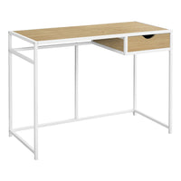Monarch Specialties 7575 42" Computer Desk - Natural/White Metal-Computer desk with 1 small storage drawer featuring a comfortable cutout handle and metal drawer slides