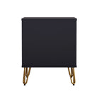 Manhattan Comfort Avira 20" Mid-Century Modern 2-Drawer Nightstand - Black-Compact size ideal for bedrooms, guest rooms, or small spaces