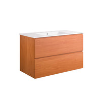 Modway Scenic 36" Wall-Mount Bathroom Vanity - Cherry/White-Wall-Mount Bathroom Vanity Cabinet
