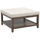 HOMCOM Storage Ottoman Coffee Table - Beige-Functions as a coffee table, footrest, and comfortable seat