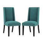 Modway Baron Fabric Dining Chair - Teal - 2 Pack-Elegant Modern Dining Side Chair