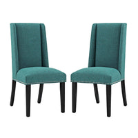 Modway Baron Fabric Dining Chair - Teal - 2 Pack-Elegant Modern Dining Side Chair