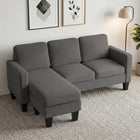 HOMCOM L-Shaped Sectional Couch with Changeable Chaise - Dark Grey-Upholstered in soft corduroy fabric, offering a cozy and retro esthetic 