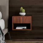 HOMCOM Floating Nightstands with Drawer and Shelf - Brown - Set of 2-Functions as bedside, telephone, or sofa side table