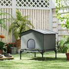 PawHut Outdoor Cat House, Waterproof Insulated with Elevated Base - Grey-Elevated 18.5 cm off the ground to keep pets dry
