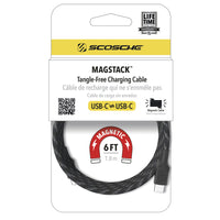 Scosche 6' StrikeLine Magnetic USB-C TO USB-C - Black-6 ft. cable length, color black