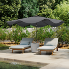 Outsunny Solar Patio Umbrella with LED and Tilt - Dark Grey-Vented canopy on eight ribs that help it stay stable against the wind