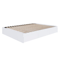Nexera 3-Drawer Storage Bed Frame - Queen Size - White-3 drawers mounted on metal slides that can be installed on the left or the right side of the bed, at your convenience