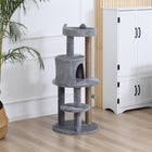 PawHut 41" Cat Tree Tower with Condo, Scratching Posts and Hanging Ball - Grey-Particleboard frame with a bottom base to keep it upright and stable 