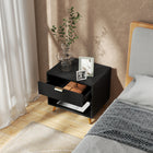 HOMCOM Nightstand with Fluted Panel - Black-Anti-slip foot pads protect floors from scratches
