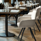 Homy Casa Swivel Upholstered Dining Chair  -  Ivory Beige Fabric  with Black Metal Legs - 4 Pack-Ergonomic Support: The contoured backrest provides excellent lumbar support, promoting good posture.