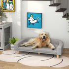 PawHut Dog Sofa with Washable Cover and Anti-slip Foot Pads - Grey-Stylish design complements home decor while providing pet functionality. 