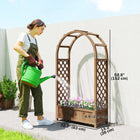 Outsunny Raised Garden Bed with Arch Trellis - Dark Brown Wood Effect-Includes a storage box and trellis on both sides for vine support
