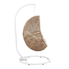 Modway Encase Outdoor Patio Rattan Swing Chair - Cappuccino Beige-Adjustable Foot Pads