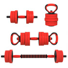 Soozier 66 lb 4-in-1 Weight Dumbbell Set - Barbell Kettlebell Push Up Stand - Red-66 lb. (30 kg) 4-in-1 set: dumbbells, barbells, kettlebells and push-up stands 