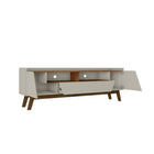 Manhattan Comfort Marcus 70.86" Mid-Century Modern TV Stand - Beige and Nature-Includes 4 Fixed Shelves and 1 Wide Drawer
