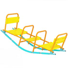 Qaba 2 in 1 Metal Teeter Totter, with Back & Easy-Grip Handles - Yellow-Unique curved base offers both seesaw and rocking fun for kids