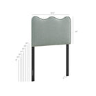 Modway Athena Striped Fabric Upholstered Twin Size Headboard - Spa Blue Stripe-Scalloped Wave Design