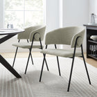 Modway Nella Upholstered Heathered Chenille Dining Chairs - Taupe/Black - 2 Pack-Tapered Metal Legs
