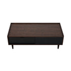 Manhattan Comfort Duane 47.24" Mid-Century Modern Coffee Table - Dark Brown and Black-21.65" L x 47.24" W x 15.47" H