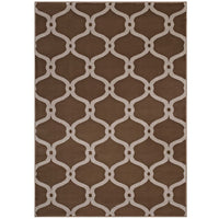Modway Beltara Chain Link Transitional Trellis Area Rug - 5 ft W x 8 ft L - Dark Tan/Beige-Chain Link TransitionalArea Rug