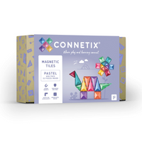 Connetix Pastel Mini Pack - 32 Pieces-32 piece pack - Contains 16 x Small squares, 8 x Equilateral triangles and 8 x Isosceles triangles