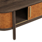 Modway Coralie Curved Vegan Leather Oval Coffee Table - Walnut Tan-10
