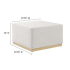 Modway Tilden Large 28" Square Performance Velvet Upholstered Ottoman - Alabaster/Natural-Stain-Resistant Fabric