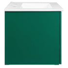 Modway Maybelle 24" Wall-Mount Bathroom Vanity - Green/White-L-Shaped Metal Pulls